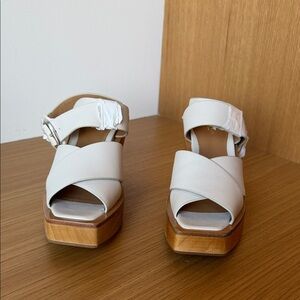 rag & bone White Cross-Strap Platform Shoes
